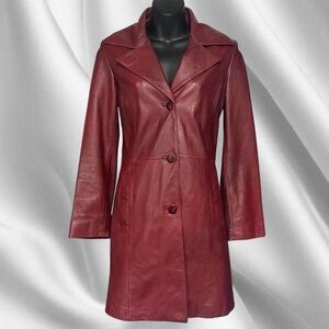 90s Danier Red Insulated Leather Coat